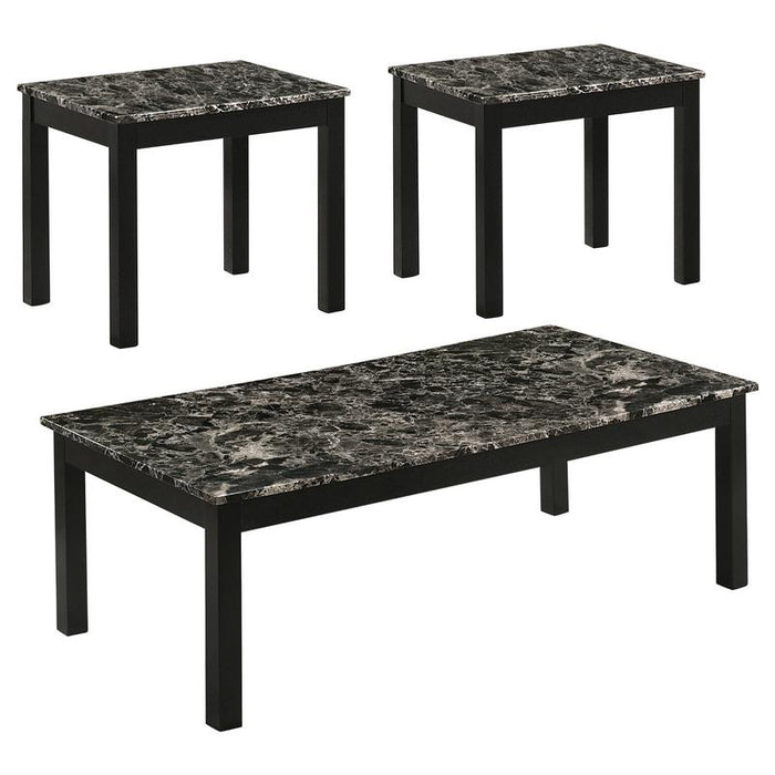 Bates 3-piece Faux Marble Top Coffee Table Set Black (2 Sets In Stock)