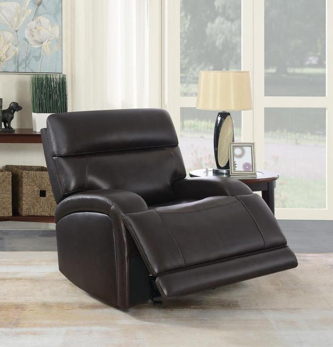 Longport Upholstered Power Glider Recliner Dark Brown (Floor Model Last One In Stock)