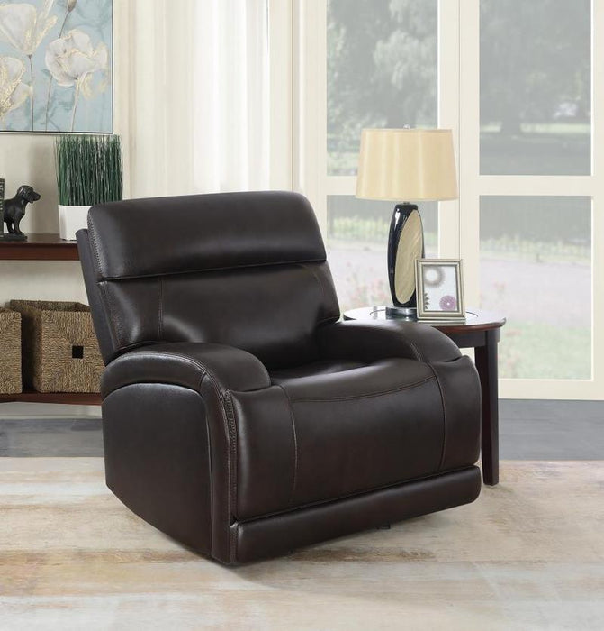 Longport Upholstered Power Glider Recliner Dark Brown (Floor Model Last One In Stock)