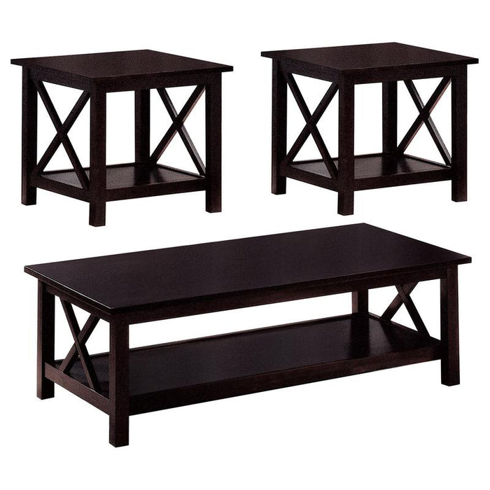 Rachelle 3-piece Rectangular Coffee Table Set Deep Merlot (2 Sets In Stock)