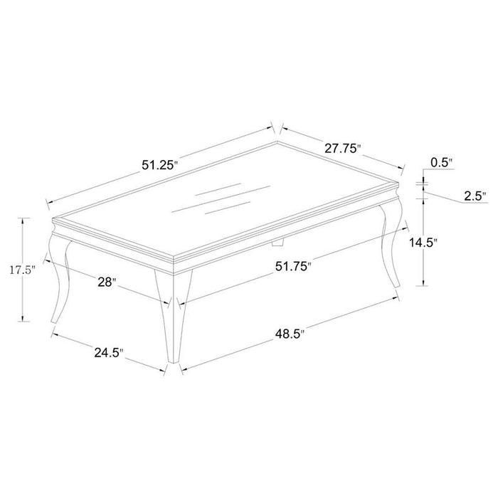 Carone Rectangular Glass Top Coffee Table Black and Chrome (HOT BUY!) Last One!