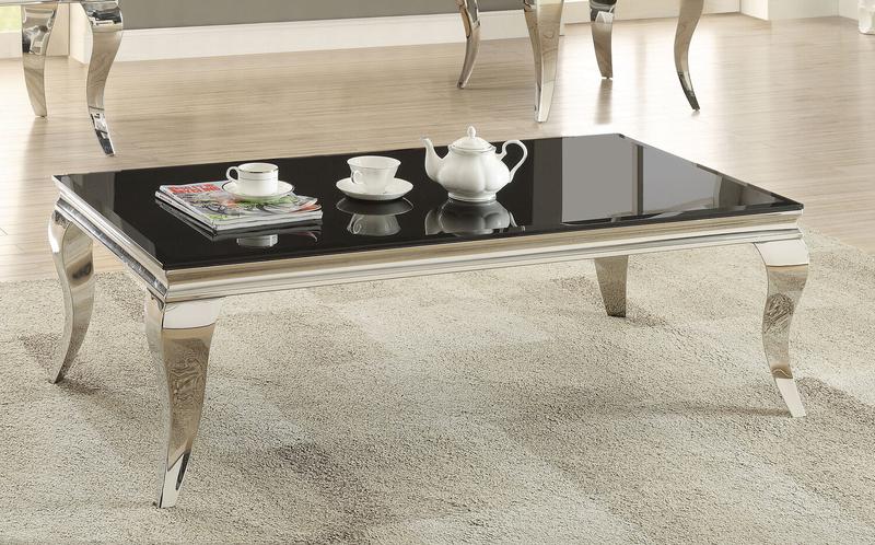 Carone Rectangular Glass Top Coffee Table Black and Chrome (HOT BUY!) Last One!