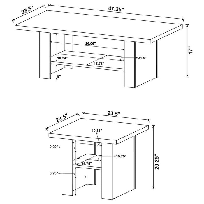 Rodez 3-piece Engineered Wood Coffee Table Set Black Oak ( 2 Sets In Stock )